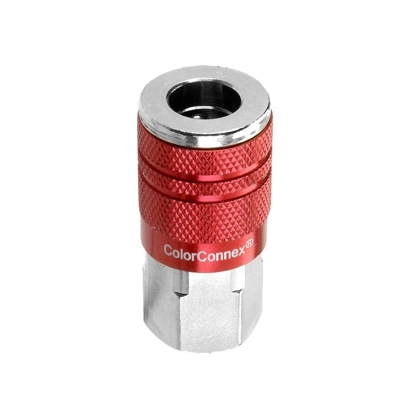 COLORCONNEX Legacy A73410D Industrial Interchange Coupler, 1/4 in, FNPT, Aluminum/Steel, Zinc, Red AUTOMOTIVE COLORCONNEX