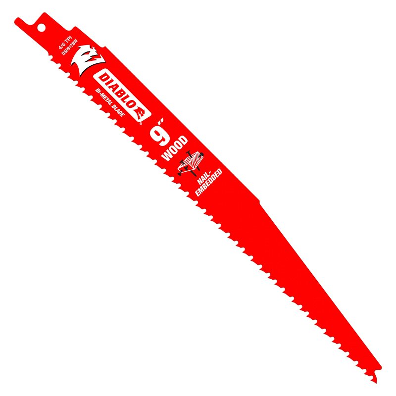 DIABLO Diablo DS0912BW15 Reciprocating Saw Blade, Bi-Metal, Applicable Materials: Clean Wood, 1 in W, 9 in L, 6, 12 TPI, 15/PK