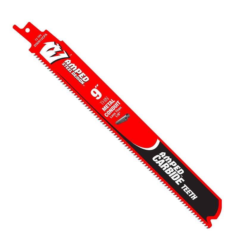 DIABLO Diablo AMPED Steel Demon DS0912CFA Reciprocating Saw Blade, 9 in L, 12 TPI, Carbide Cutting Edge