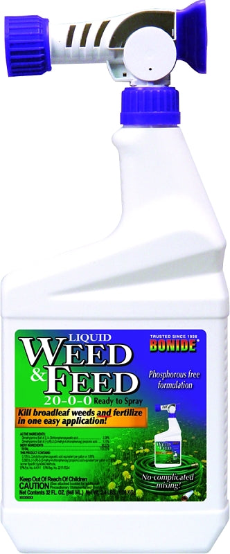 BONIDE Bonide 301 Weed and Feed Lawn Fertilizer, 1 qt Spray Bottle, Liquid, 20-0-0 N-P-K Ratio