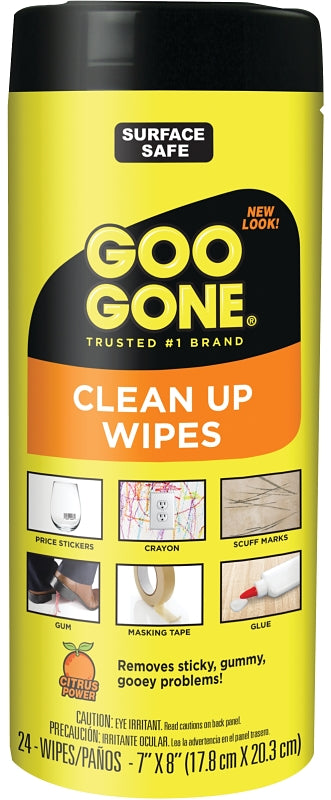 GOO GONE Goo Gone 2000 Cleaning Wipes, 8 in L, 7 in W, Citrus