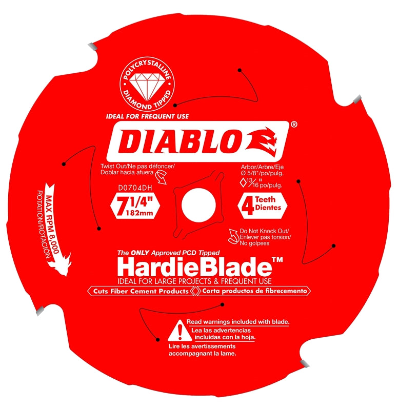 DIABLO Diablo D0704DHA Circular Saw Blade, 7-1/4 in Dia, 5/8 in Arbor, 4-Teeth, Polycrystalline Cutting Edge TOOLS DIABLO