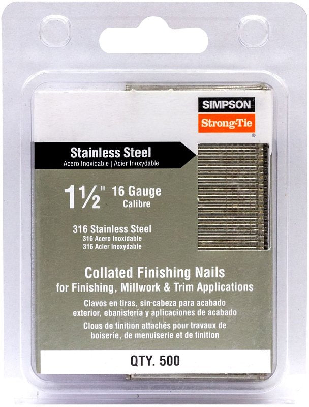 SIMPSON STRONG-TIE Simpson Strong-Tie T16N150PFB Finishing Nail, 4d, 1-1/2 in L, 16 ga Gauge, Stainless Steel, T-Style Head HARDWARE & FARM SUPPLIES SIMPSON STRONG-TIE