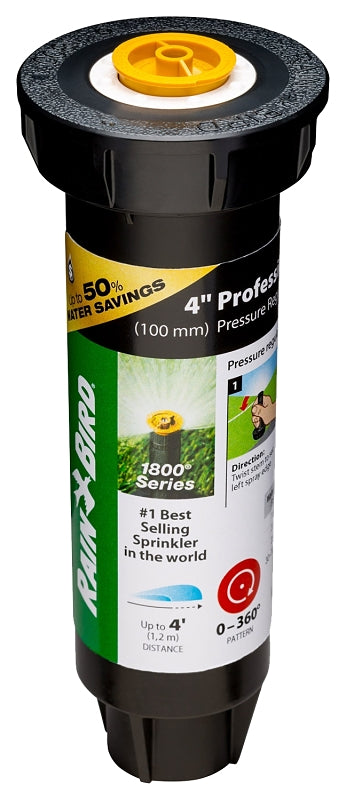 RAINBIRD Rain Bird 1800 1804AP4PRS Pressure Regulated Pop-Up Sprinkler, 1/2 in Connection, FNPT, 4 in H Pop-Up, 4 ft LAWN & GARDEN RAINBIRD