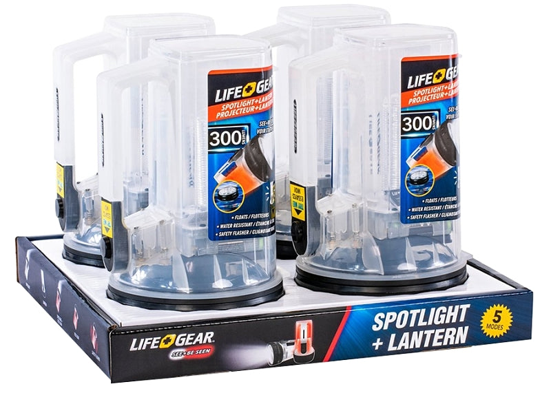 LIFE+GEAR LifeGear 41-3975 Spotlight and Lantern, AA Battery, LED Lamp, 300 Lumens, 20 hr Max Runtime, Clear ELECTRICAL LIFE+GEAR
