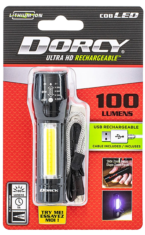 DORCY Dorcy Ultra HD Series 41-4380 Flashlight and Area Light, Lithium-Ion, Rechargeable Battery, 100 Lumens Lumens, Black ELECTRICAL DORCY