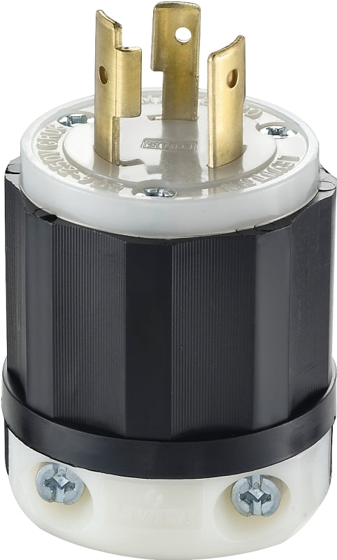 LEVITON Leviton 021-02321-0PB Electrical Plug, 2 -Pole, 20 A, 250 V, NEMA: NEMA L6-20P, Black/White