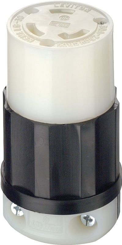 LEVITON Leviton 021-C2623-0PB Electrical Connector, 2 -Pole, 30 A, 250 V, NEMA: NEMA L6-30R, Black/White ELECTRICAL LEVITON