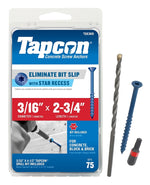 TAPCON Tapcon 28365 Concrete Screw Anchor, T25 Screw, 3/16 in Dia, 2-3/4 in L, Steel, Climaseal, 75/PK HARDWARE & FARM SUPPLIES TAPCON