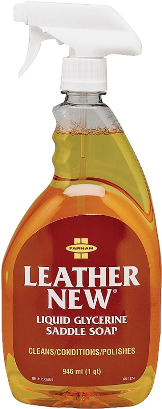 FARNAM Farnam Leather New 32602 Easy-Polishing Saddle Soap, Liquid, Amber/Clear Yellow, 32 oz Bottle HOUSEWARES FARNAM