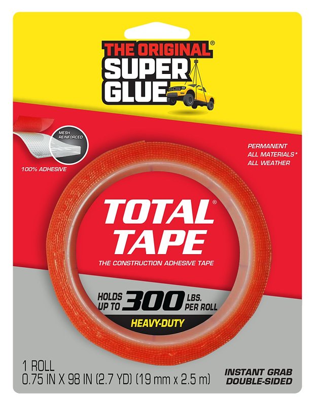 THE ORIGINAL SUPER GLUE Superglue Corp 11710506 Mounting Tape, 98 in L, 3/4 in W, Clear PAINT THE ORIGINAL SUPER GLUE