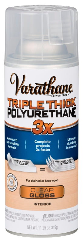 VARATHANE Varathane 318292 Polyurethane Spray, Water Base, Clear, Gloss, Liquid, 11.25 oz Aerosol Can