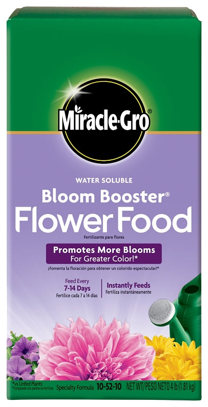 MIRACLE-GRO Miracle-Gro 146002 Flower Food, 4 lb Box, Solid, 10-52-10 N-P-K Ratio