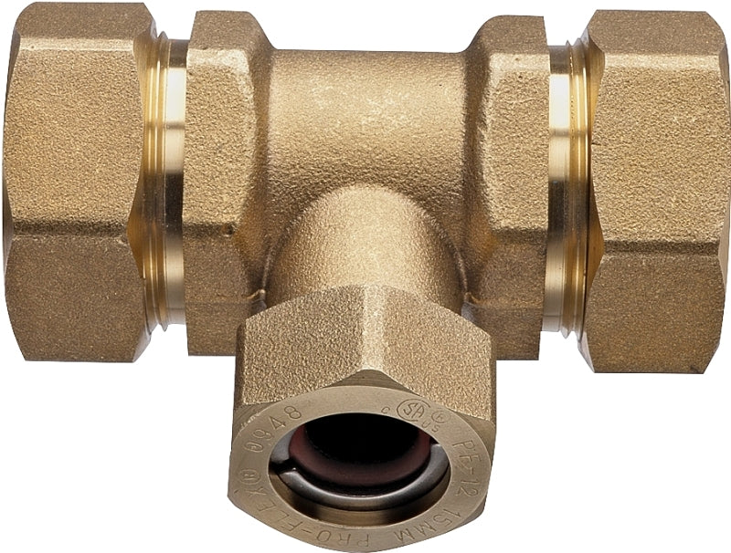 PRO-FLEX Pro-Flex PFTE-BBB6 Tube Tee, 1/2 in, Brass PLUMBING, HEATING & VENTILATION PRO-FLEX