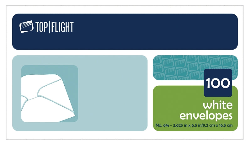 TOP FLIGHT Top Flight 6900312 Envelope, White, 3-5/8 in W