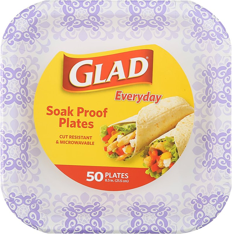 GLAD Glad Everyday BBP0096 Plate, 8-1/2 in, Square, Paper, Purple Victorian