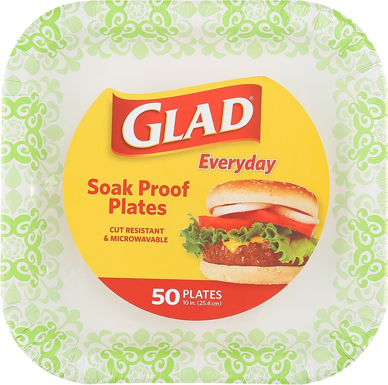 GLAD Glad Everyday BBP0102 Plate, 10-1/4 in, Square, Paper, Green Victorian