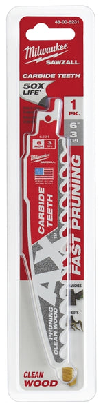 MILWAUKEE Milwaukee AX 48-00-5231 Reciprocating Saw Blade, 6 in L, 3 TPI, Carbide Cutting Edge TOOLS MILWAUKEE