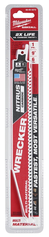 MILWAUKEE Milwaukee The WRECKER 48-00-5272 Reciprocating Saw Blade, 8-3/4 in W, 9 in L, 6 TPI, Carbide Cutting Edge