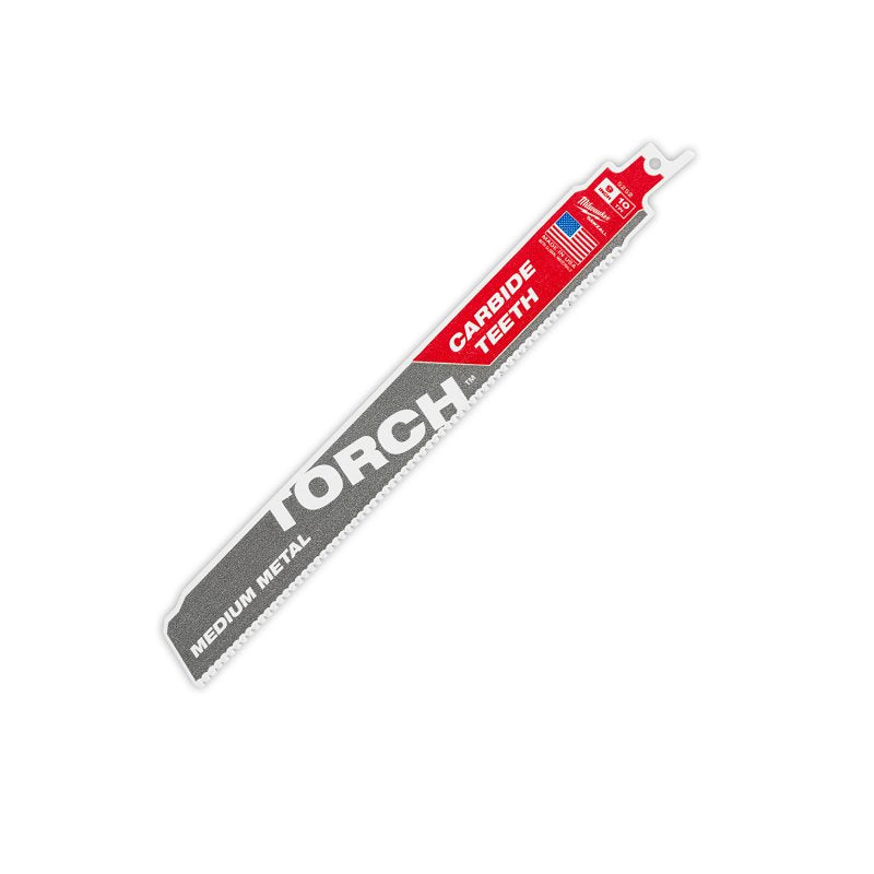 MILWAUKEE Milwaukee TORCH 48-00-5252 Reciprocating Saw Blade, 1 in W, 9 in L, 10 TPI, Carbide Cutting Edge TOOLS MILWAUKEE