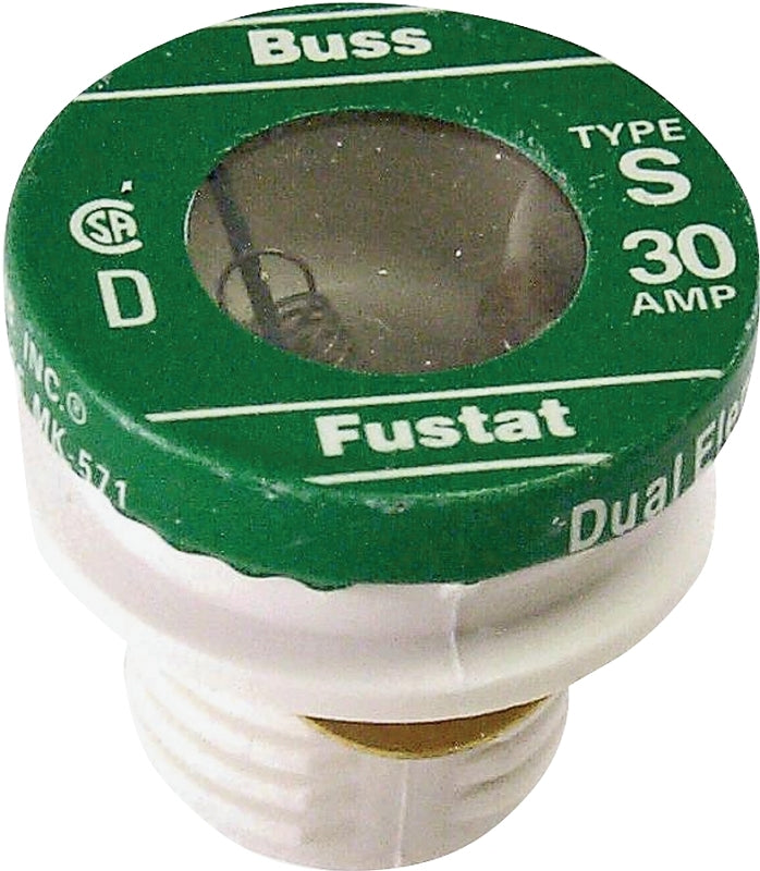 BUSSMANN Bussmann S-30 Plug Fuse, 30 A, 125 V, Time Delay Fuse, 10 kA Interrupt, Low Voltage