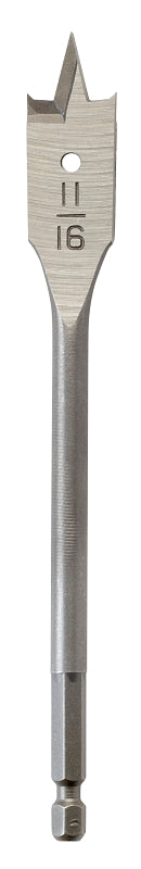 MILWAUKEE Milwaukee 48-27-0681 Boring Bit, 11/16 in Dia, 6 in OAL, Flat Flute, 1/4 in Dia Shank, Hex Shank