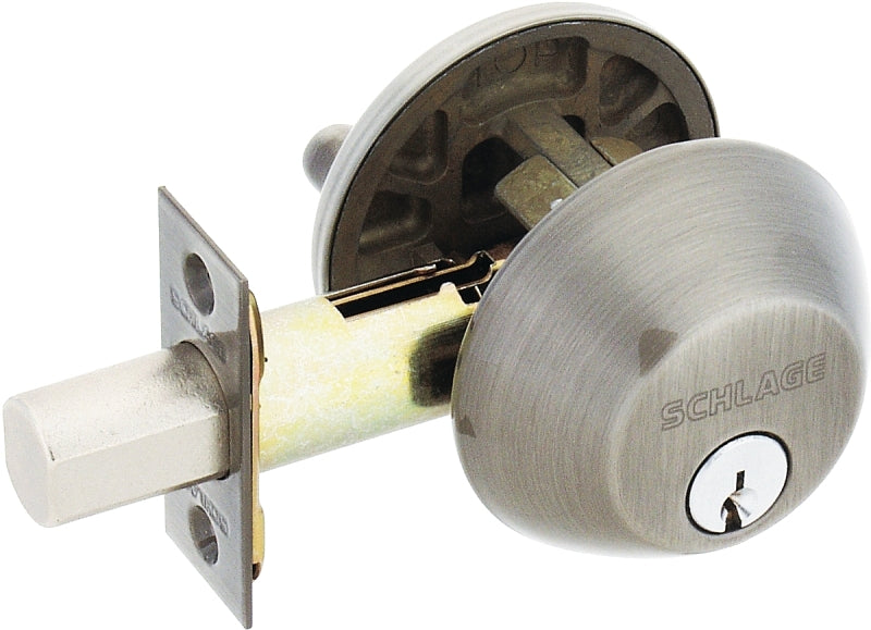 SCHLAGE LOCK Schlage B60NV620 Deadbolt, 1 Grade, SC1 Key, Metal, Antique Pewter, 2-3/8, 2-3/4 in Backset, C Keyway HARDWARE & FARM SUPPLIES SCHLAGE LOCK