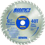 IRWIN Irwin Marathon 14023 Circular Saw Blade, 6-1/2 in Dia, 5/8 in Arbor, 40-Teeth, Carbide Cutting Edge TOOLS IRWIN