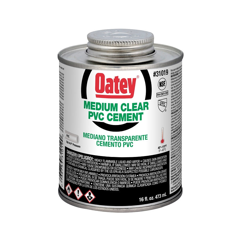 OATEY Oatey 31019 Medium-Bodied Fast Set Cement, 16 oz Can, Liquid, Clear PLUMBING, HEATING & VENTILATION OATEY