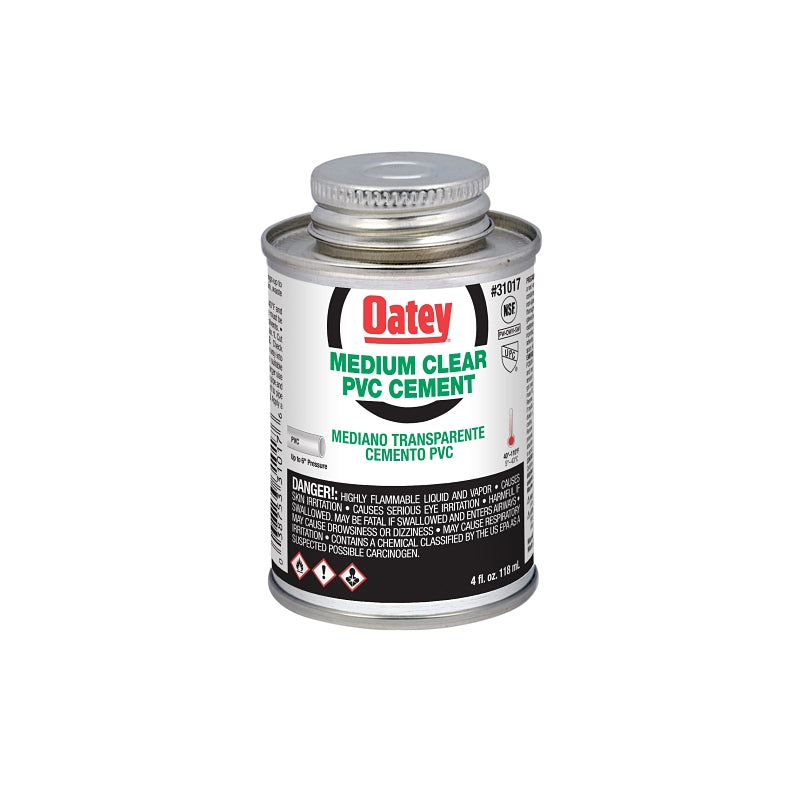 OATEY Oatey 31017 Medium-Bodied Fast Set Cement, 4 oz Can, Liquid, Clear PLUMBING, HEATING & VENTILATION OATEY