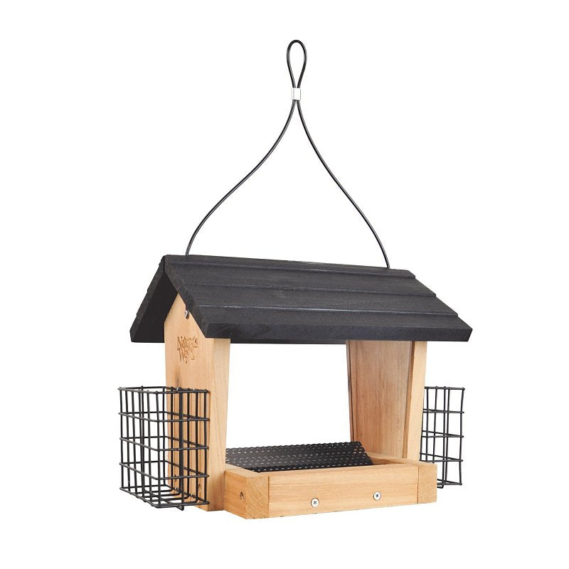 NATURE'S WAY BIRD PRODU Nature's Way CWF28 Hopper Bird Feeder, 3 qt, Mixed Seeds, Suet Cake, Sunflower Seed, Cedar/Steel, Clear, 10 in H PET & WILDLIFE SUPPLIES NATURE'S WAY BIRD PRODU