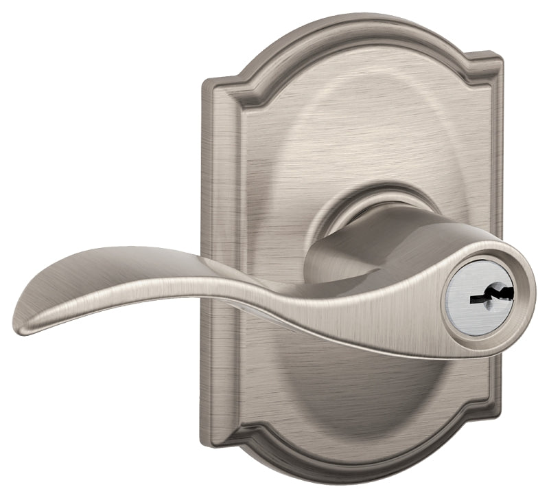 SCHLAGE LOCK Schlage Accent Series F51A VACC619CAM Entry Lever, Mechanical Lock, Satin Nickel, Residential, 2 Grade HARDWARE & FARM SUPPLIES SCHLAGE LOCK