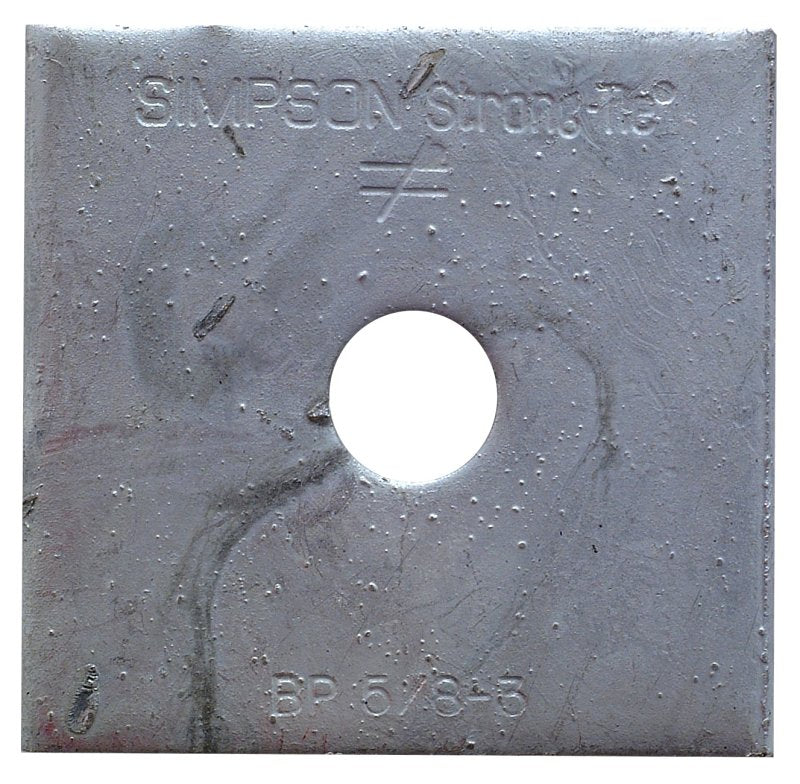 SIMPSON STRONG-TIE Simpson Strong-Tie BP Series BP 5/8-3HDG Bearing Plate, 3 in L x 3 in W x 1/4 in H Dimensions, 3 ga, Steel, 1/PK HARDWARE & FARM SUPPLIES SIMPSON STRONG-TIE