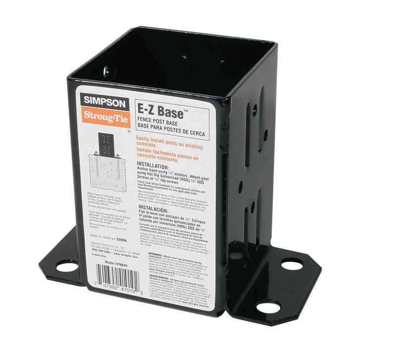 SIMPSON STRONG-TIE Simpson Strong-Tie FPBB44 Post Base, 4 x 4 in Post, 12 ga Gauge, Steel, Black, Powder-Coated