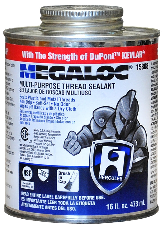 HERCULES Hercules Megaloc 15808 Thread Sealant, 16 oz, Can, Liquid, Paste, Blue