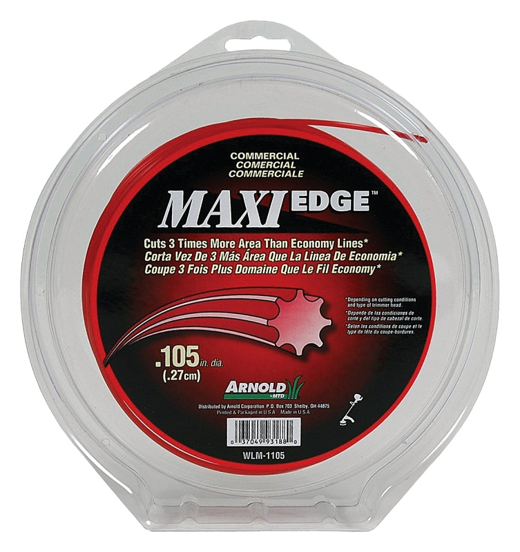 ARNOLD Arnold Maxi Edge Series WLM-1105 Trimmer Line, 0.105 in Dia, 165 ft L, Polymer, Red OUTDOOR LIVING & POWER EQUIPMENT ARNOLD