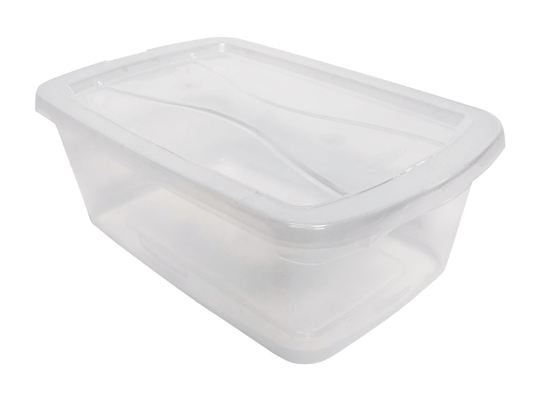 RUBBERMAID Rubbermaid RMCC060005 Stackable Storage Tote, Plastic, Clear, 13-3/8 in L, 8-3/8 in W, 4-3/4 in H