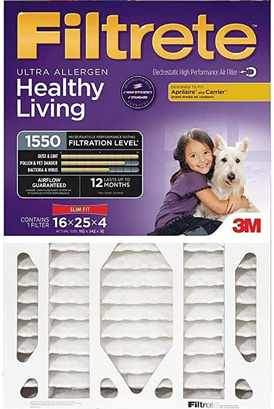 FILTRETE Filtrete NDP03-4S-4 Air Filter, Electrostatic, 4 in Thick, 25 in L, 20 in W, 12 MERV, 1550 MPR, 1/PK