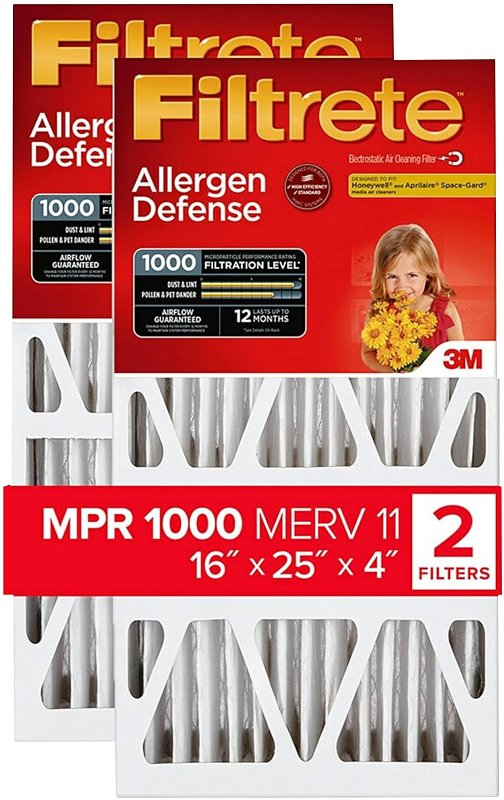 FILTRETE Filtrete NADP01-2PK-2 Air Filter, Electrostatic, 4 in Thick, 25 in L, 16 in W, 11 MERV, 1000 MPR, Cardboard Frame, 2/PK PLUMBING, HEATING & VENTILATION FILTRETE
