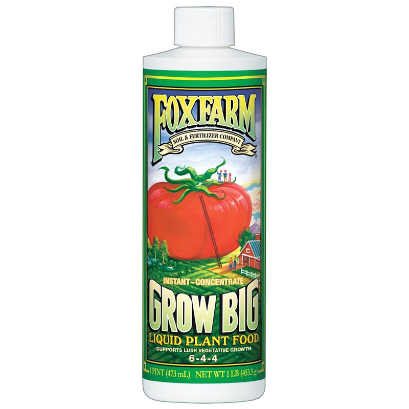 FOX FARM Grow Big 793219 Plant Food, 1 pt, Liquid, 6-4-4 N-P-K Ratio LAWN & GARDEN FOX FARM