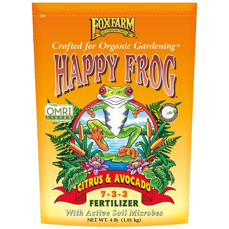 FOX FARM Happy Frog 500602 Citrus and Avocado Fertilizer, 4 lb, 7-3-3 N-P-K Ratio