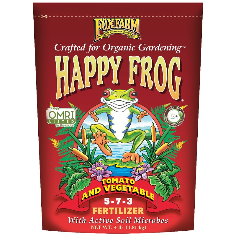 FOX FARM Happy Frog HFTV4 Tomato and Vegetable Fertilizer, 4 lb Bag, Granular, 5-7-3 N-P-K Ratio