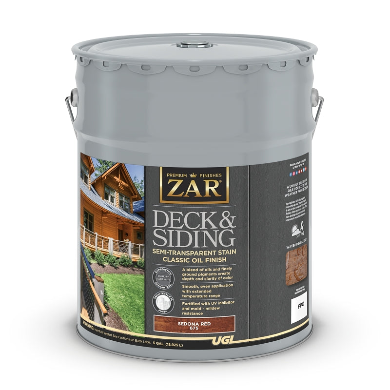ZAR ZAR 67515 Semi-Transparent Stain, Sedona Red, Liquid, 5 gal PAINT ZAR