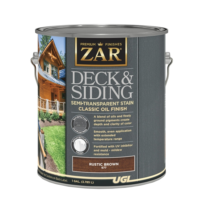 ZAR ZAR 67713 Semi-Transparent Stain, Rustic Brown, Liquid, 1 gal PAINT ZAR