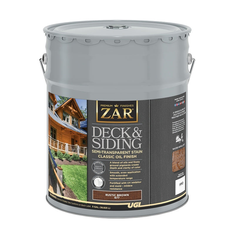 ZAR ZAR 67715 Semi-Transparent Stain, Rustic Brown, Liquid, 5 gal PAINT ZAR