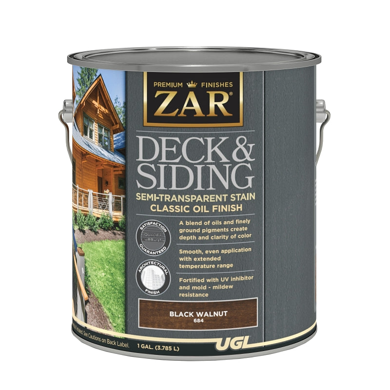 ZAR ZAR 68413 Deck and Wood Stain, Semi-Transparent, Black Walnut, Liquid, 1 gal PAINT ZAR