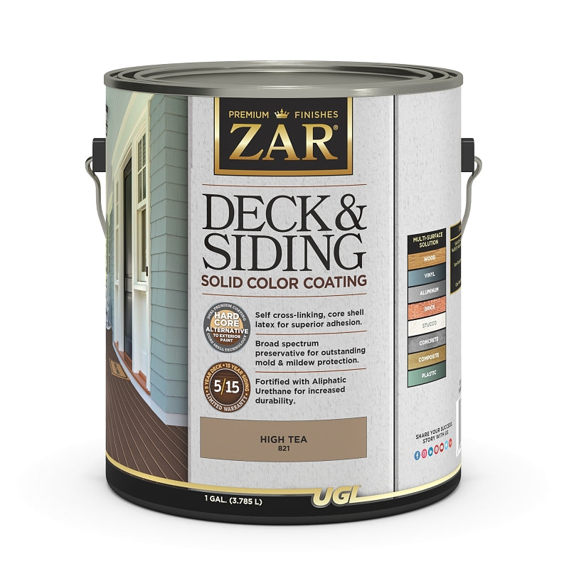 ZAR ZAR 82113 Deck and Siding Solid Color Coating, High Tea, Liquid, 1 gal PAINT ZAR