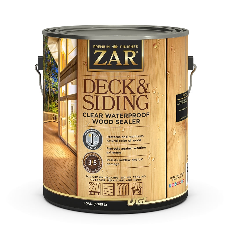 ZAR ZAR 78813 Deck and Siding Sealer, Flat, Clear, Liquid, 1 gal PAINT ZAR