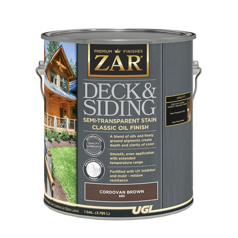 ZAR ZAR 68513 Deck and Siding Semi-Transparent Stain, Cordovan Brown, Liquid, 1 gal PAINT ZAR