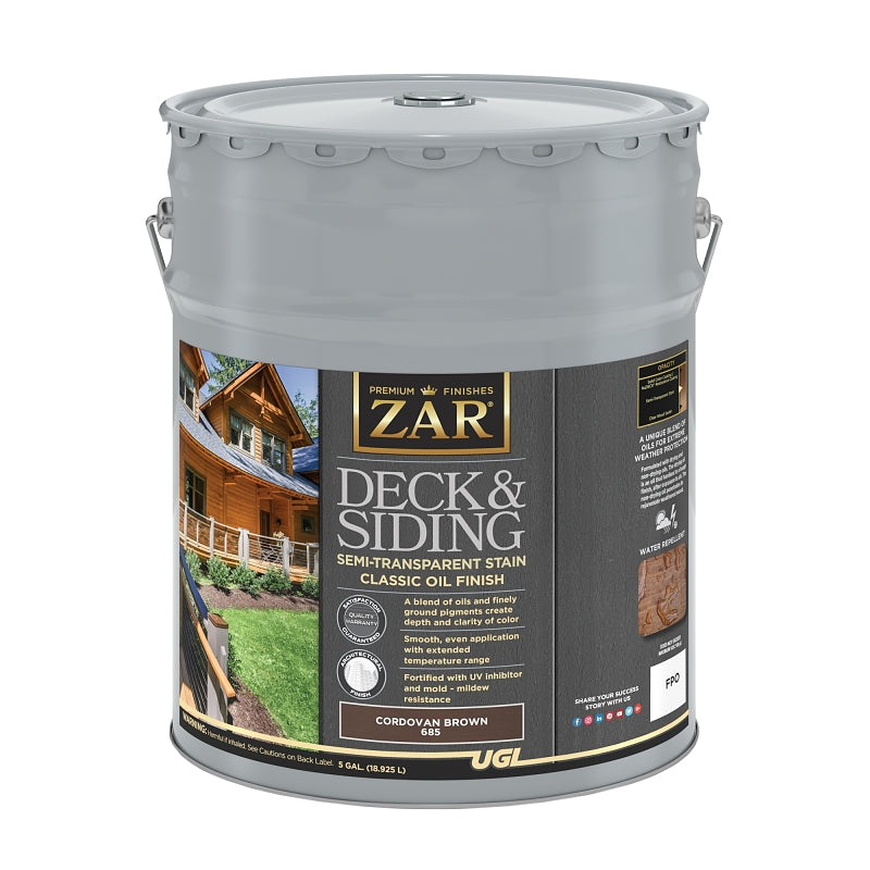 ZAR ZAR 68515 Deck and Siding Semi-Transparent Stain, Cordovan Brown, Liquid, 5 gal PAINT ZAR